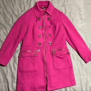 Women's Pink Double-Breasted Trench Coat